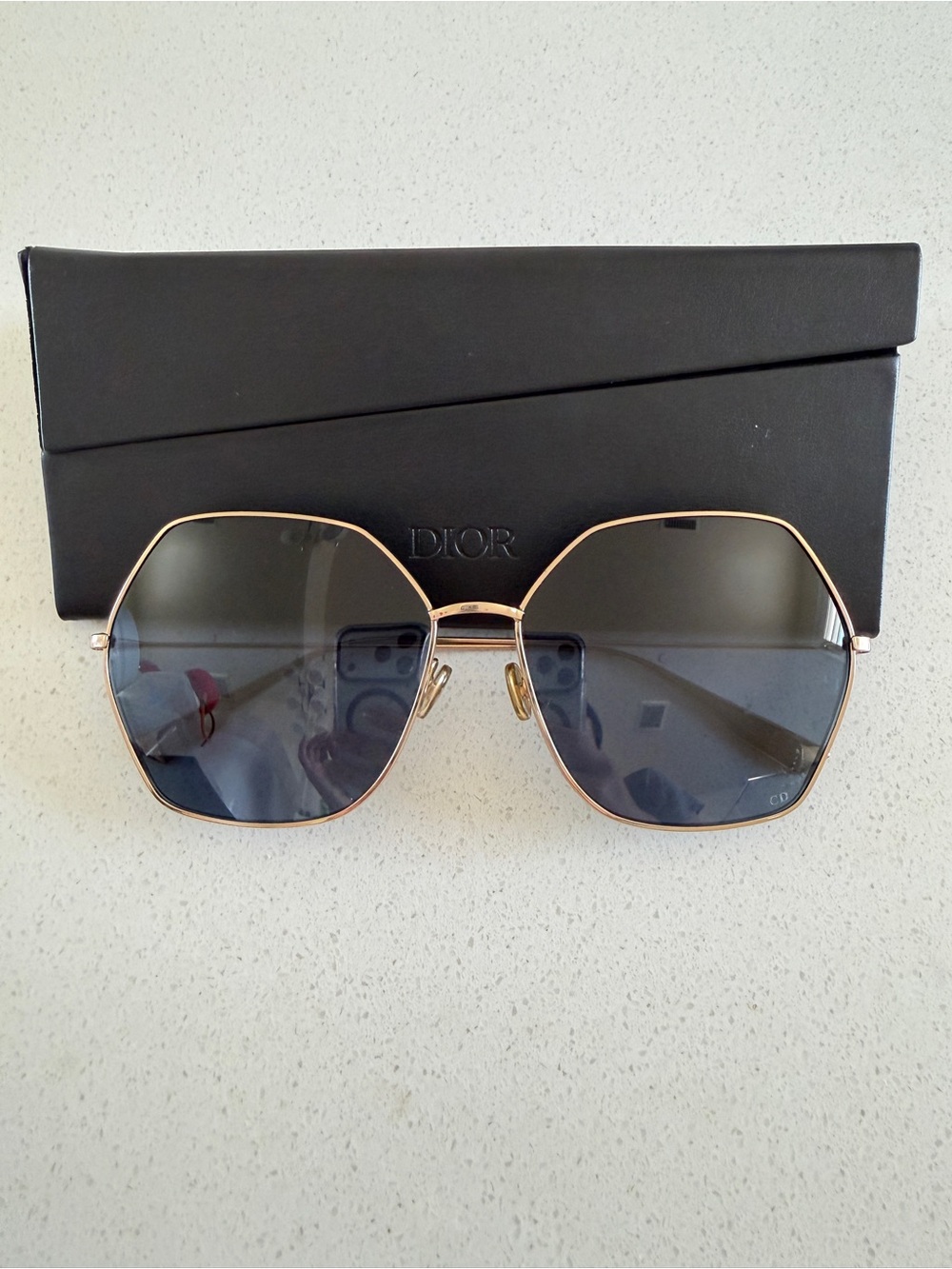 Christian Dior Women's Stellaire8 Sunglasses, Gold, Blue Lenses